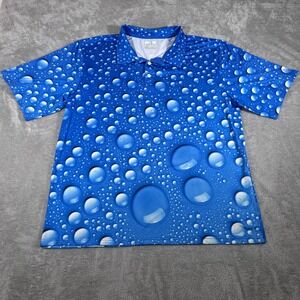 Obnoxious Golf Polo Shirt Mens 2XL Blue AOP‎ Water Droplet Graphic Performance